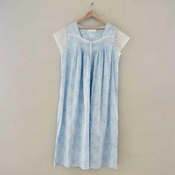 Eileen West Long Nightgown 100% Cotton Floral Lace Country Cottagecore Feminine - Picture 1 of 8